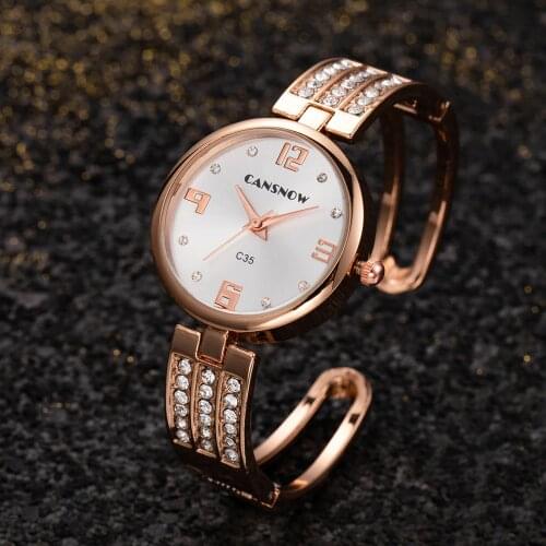 Women Watch Quartz Movemen Luxury Creative Rhinestone Stainless Steel Bangle Bracelet Watches Women Rose Gold Clock Reloj Mujer