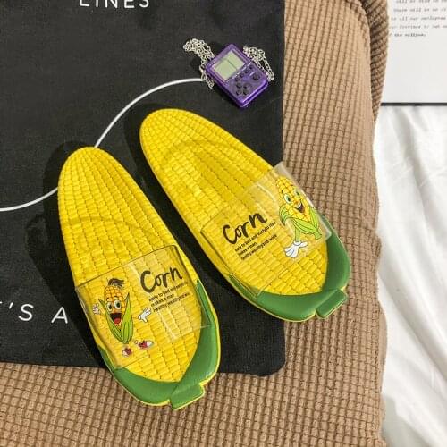 Creative corn net red slippers home indoor shoes bathroom non-slip womens shoes summer new trend soft bottom flip flops women