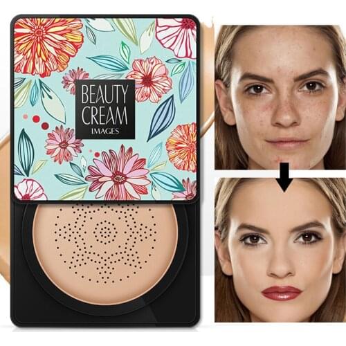 1Pcs BB Air Cushion Foundation Mushroom Head CC Cream Concealer Whitening Makeup Cosmetic Waterproof Brighten Face Base Tone