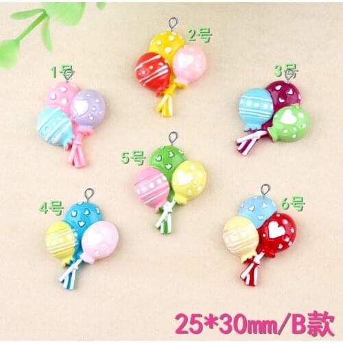10pcs 25*30MM DIY resin coloured balloon charms kids party kawaii flatback cabochon resin craft jewelry making fashion ornament