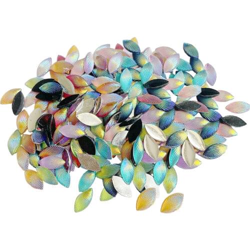 100x Mixed Colors Petal Rhinestone Flower Leaves Hand-Cut Stained Glass for Art Crafts Bag Shoes