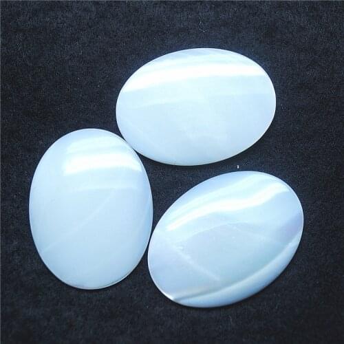 2PCS Nature Shell Beads Cabochons Mother Of Pearl Saltwater No Hole Oval Shape 30X40MM White Colors Free Shipping Good Quality