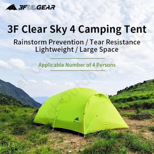 3F UL GEAR QingKong4 Ultralight 4Persons Camping Tent Self Supporting 3-4 Seasons Waterproof Outdoor 15D/210T Tent With Free Mat