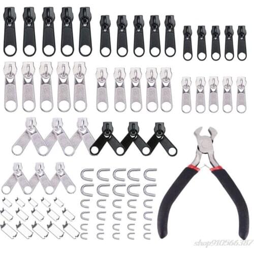 85pcs/set Zipper Repair Kit Sewing Jacket Slider Install Plier Metal Lock Pull Replacement Head O21 20 Dropshipping