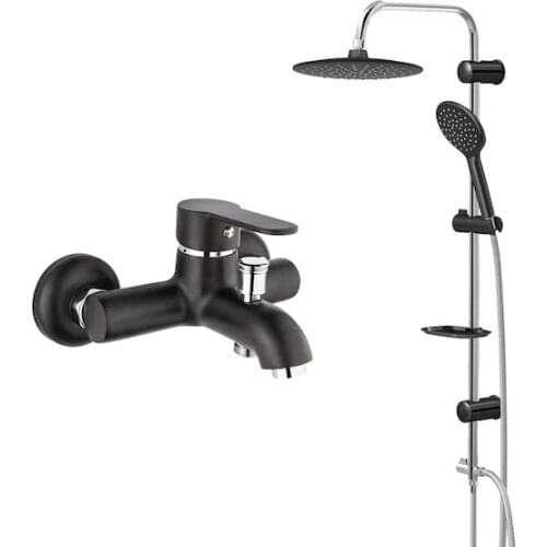 GMS Peak Black Chrome Bathroom Battery, Valtemo Black Peak Shower Kit 465236797