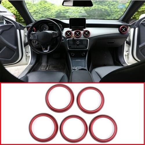 ABS Car Air Conditioning Vent Ring Trim For Mercedes benz CLA GLA A Class A180 W176 C117 GLA200 Car Accessories Red 5 Pcs