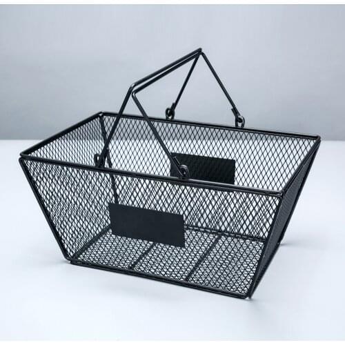 5pcs Black Cosmetics Storage Baskets Hollowed Out Design Skep With Handle Iron Wire Mesh Shopping Basket lin4312