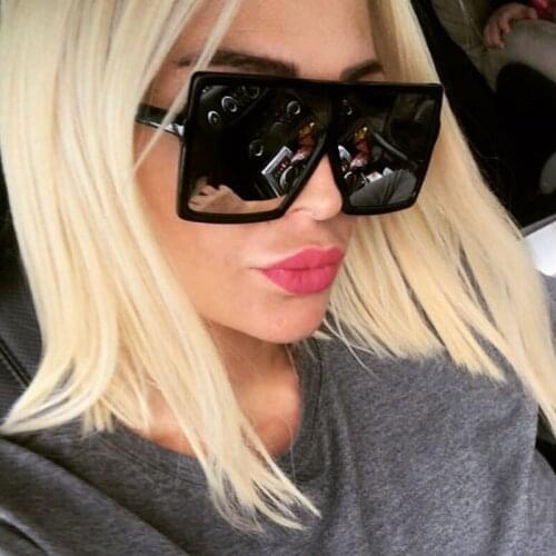 Long Keeper 2018 Unique Women Sunglasses Oversized Square Integrated Sun glasses Vintage Big Frame Eyeglasses Acetate Shades