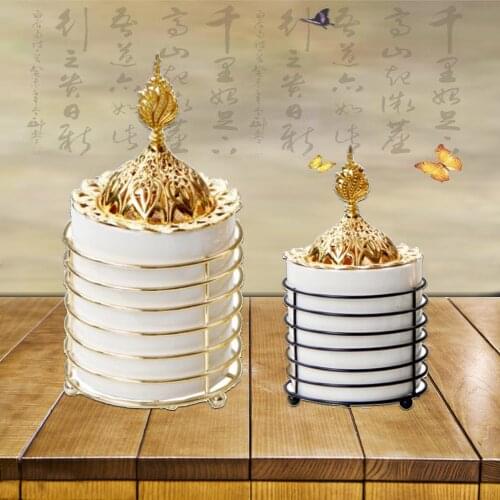 Ceramic Iron Art Incense Burner Arab Censer Metal Ceramic Aroma Burner Nordic Pagoda Incense Burner Home Decoration Ornaments