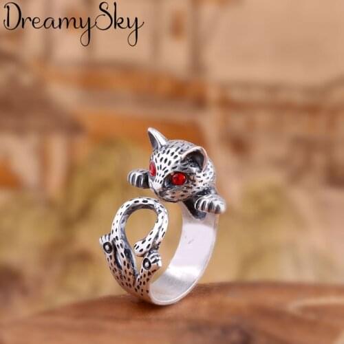 2019 Fashion Silver Color Cat Large Rings Gifts For Women Trendy Statement Jewelry Joyas De Plata Anillos Anelli