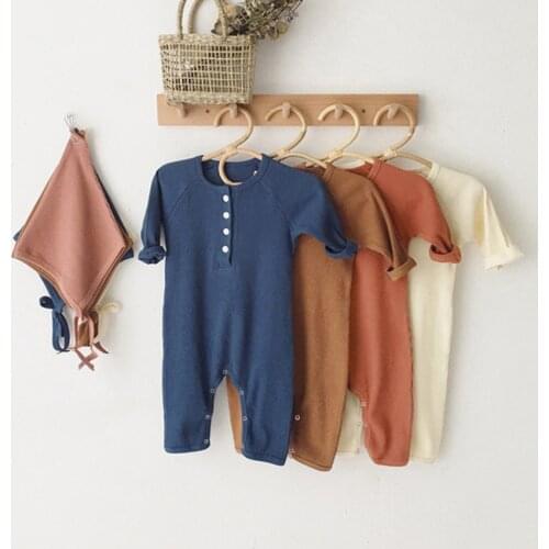 Baby Boy Romper Clothes 0-24M Newborn Girl Rompers Cotton Long Sleeve Jumpsuit Outfit Clothes Hat For Kids Baby Onesie Autumn