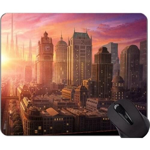Mouse Pad with Stitched Edge,City sun cat Home Office Computer Accessories Mousepads