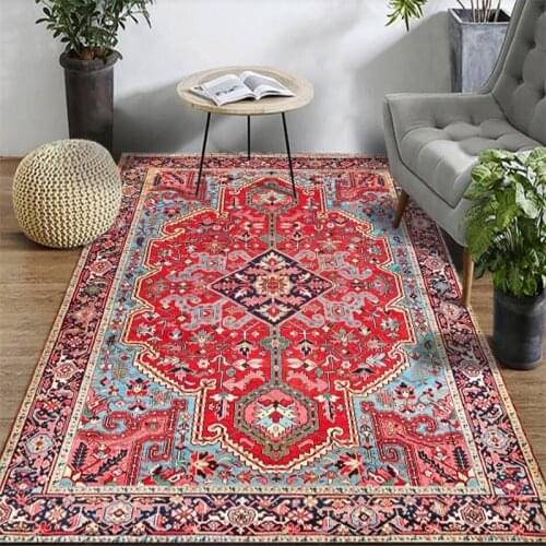 Persian Ethnic-Style Rug Bohemian Red Yellow European-Style Carpet Living Room Bedroom Bed Blanket Kitchen Floor Mat