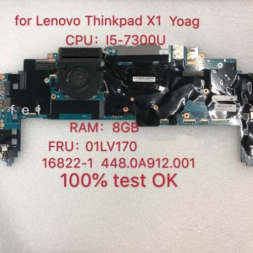 Laptop motherboard for LENOVO Thinkpad X1 Yoga 2nd Gen 16822-1 448.0A912.0011 Mainboard i5-7300U 8G RAM DDR4 FRU:01LV170