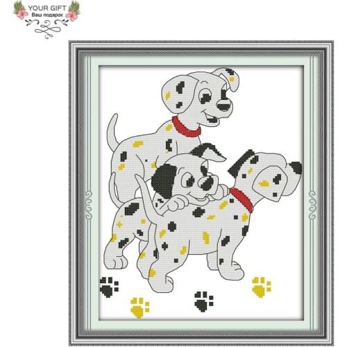 Joy Sunday DA001 14CT 11CT Stamped and Counted Home Decoration Three Dalmatians Needlework Embroidery DIY Cross Stitch Kits
