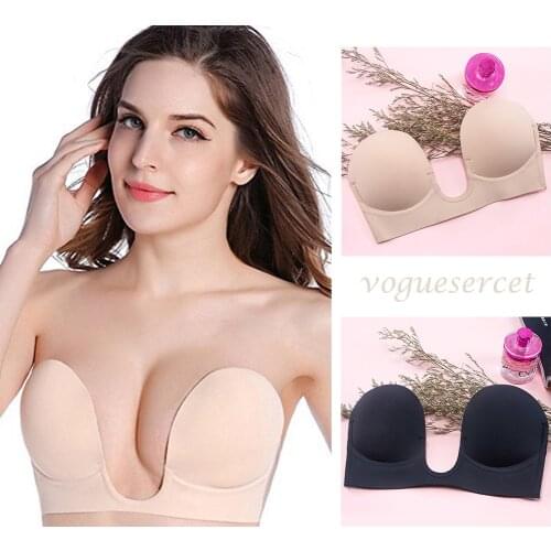 New Sexy Lingerie Padded Push Up Bra Silicone Invisible Intimates Women Breast Petals Minimizer Strapless Adhesive Deep V U