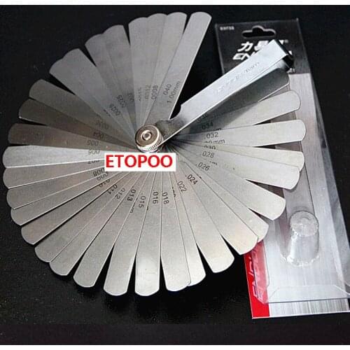 New brand DIN2275 standard 32 Blades Feeler Gauge Metric Gap Filler Metric 0.02-1.00mm Thickness Gage For measuring Tool