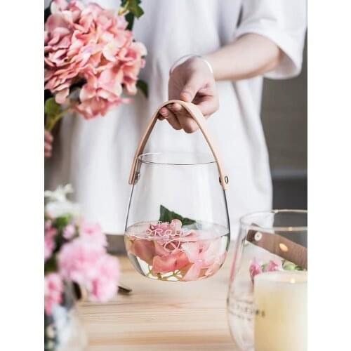 Portable Glass Vase Creative Storage Jar Living Room Decoration Table Flower Vase