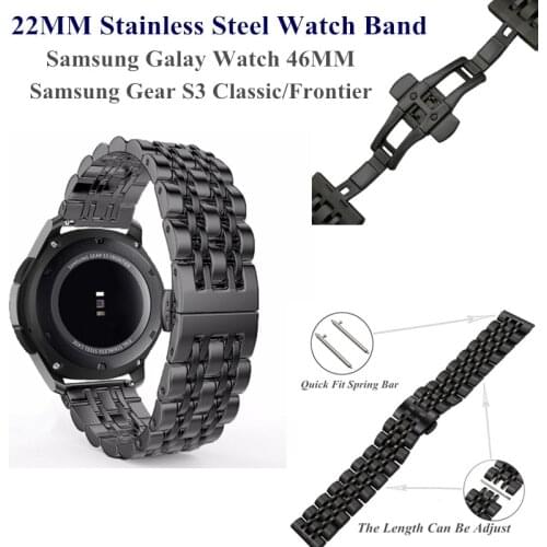 22MM Stainless Steel Metal Watch Band For Samsung Galaxy Watch 46MM Wristband Replacement For Gear S3 Classic/Frontier Bracelet