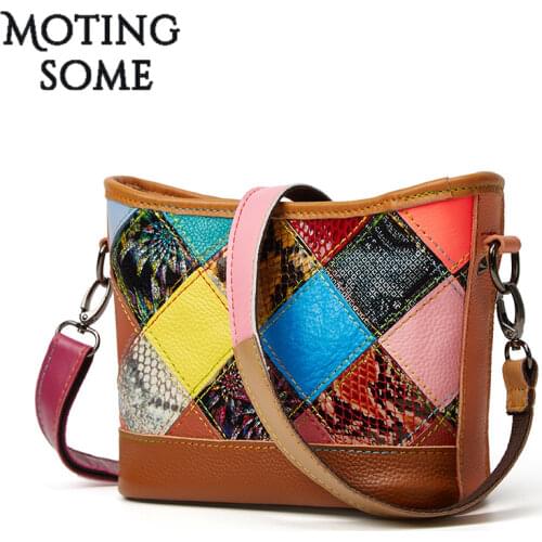 Luxury Genuine Leather Women Shoulder Bag Vontage Patchwork Style Cowhide Handbags and Purses Female Crossbody Pouch 2021 New