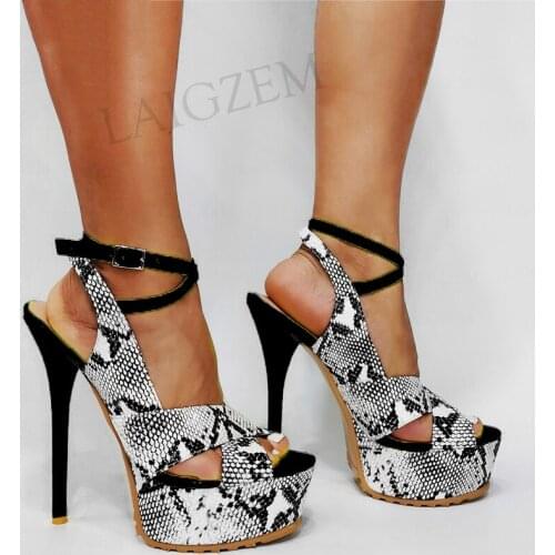 SEIIHEM Platform Sandals Women Snake Print High Heels Pumps Party Unisex Sandalias Crossdress Shoes Women Large Size 45 48 49 52