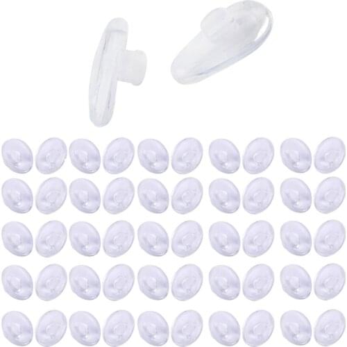 25 Pairs Of Silicone Eyeglass Nose Pads Push In Round 9mm & 5 Pairs Soft Elliptical Silicon Nose Pad for Glasses (Transparent)
