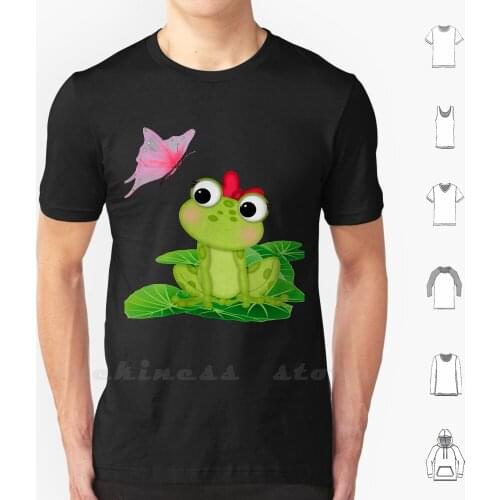 Cute Girl Frog 2 T Shirt Cotton DIY Print Girl Frog Cute Vector Child Childhood Cartoon Happy Kid Love Animal Joy