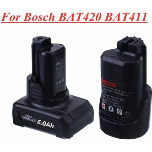 6.0Ah Replacement for Bosch 10.8V/12V Batttery BAT411 BAT411A BAT412 BAT412A BAT413 BAT413A BAT414 D-70745 2607336013 26073360