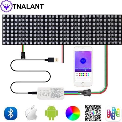 WS2812B LED Panel Matrix Screen Individually Addressable WS2812 8*8 16*16 8*32 Pixels Module Light SP110E Bluetooth Controller