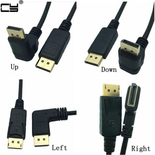 DisplayPort Angle Cable Up & Down & Left & Right DP display port male to male HD 3D For HDTV PC Graphics Cards Projector 30cm