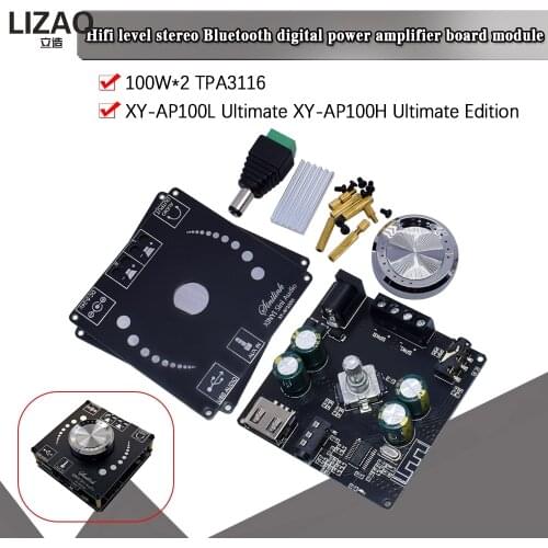 XY-AP100H 100W+100W Dual TPA3116D2 Bluetooth 5.0 Stereo Audio Digital Power Audio Amplifier Board AMP Amplificador AUX USB APP