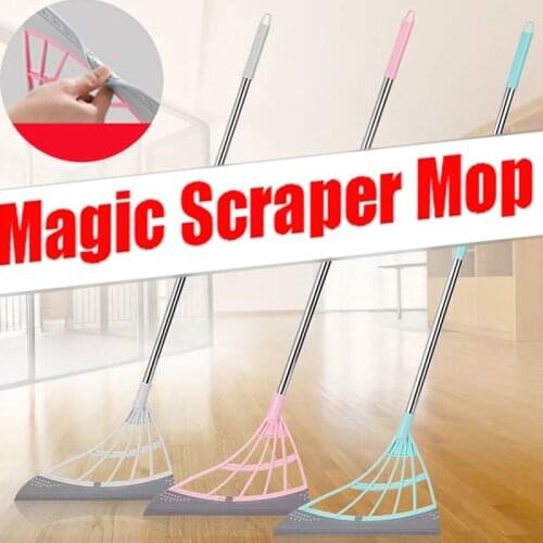Magic Wiper Broom Wipe Squeeze Silicone Mop For Wash Floor Multifunctional Clean Tools Telescopic Rod&Microfiber Handle Head