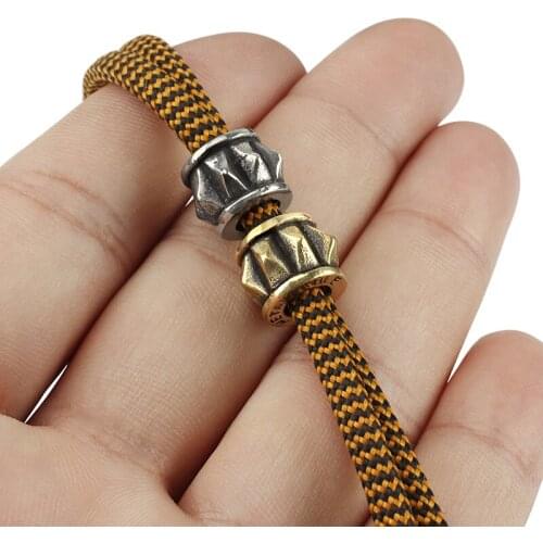 Octagon Knife Beads White Brass Beads Umbrella Rope Pendant Vintage Copper Paracord Beads