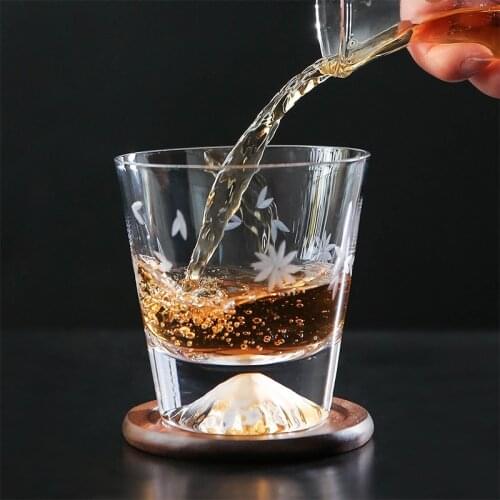 Japanese Fuji Mountain glass cup water cup tea cup beer cup household glass breakfast milk drink cup water bottle glass bottle