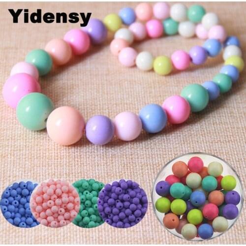 Yidensy 100pcs Randomly Bubblegum Solid Beads 6mm 8mm 10mm 12mm Round Big Loose Spacer Bead for DIY Jewelry Findings Accessories