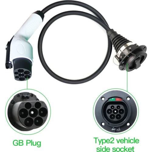 EV Charging Cable Double GB Plug to Type2 Vehicle Side Socket 1m Extension Cable