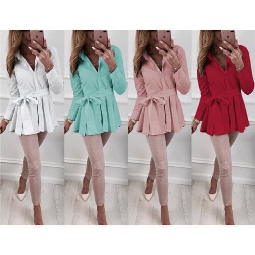 S-2XL autumn winter spring womens shirts turn-down shirts pure color women long sleeve shirts tops
