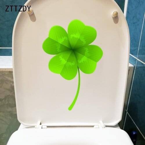 ZTTZDY 16.6×25CM Fresh Cartoon Four-Leaf Clover Toilet Decoration WC Accessories Home Wall Stickers T6-0190