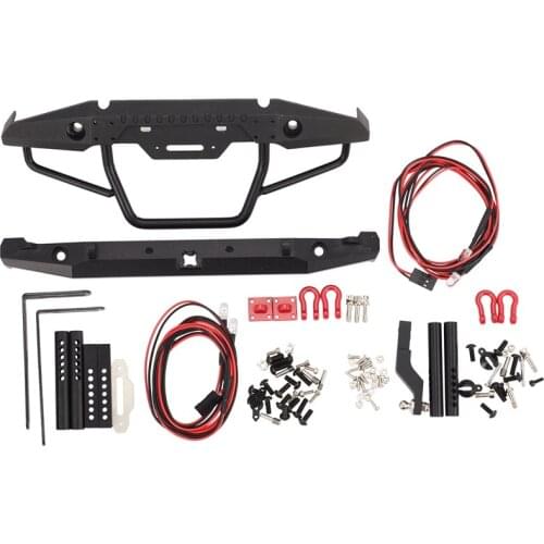 1/10 RC Rock Crawler Metal Front Bumper with Led Light for Axial SCX10 9004 RC Parts Accessories for RC Crawler