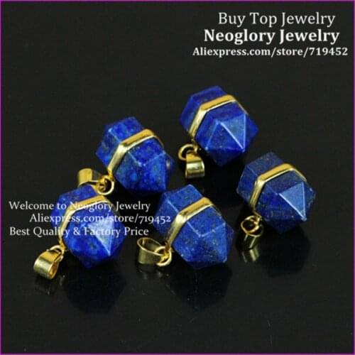 10pcs Natural Lapis Lazuli Petite Nugget Pendant with Gold layered Edging Point Druzy Gems Pendant with Gold Electroplated Trim