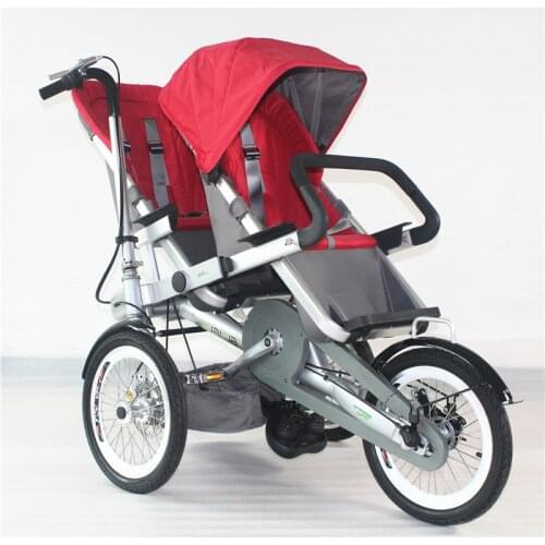 16 Inc Baby Stroller Twins Folding Three Wheels Bicycle Pram Two Kids Trolley Child Bike Carriage Kids Not Taga Bicycle Stroller