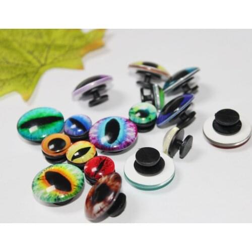20pcs/lot 14mm/15mm/16mm/18mm/20mm mixed style flat round glass eyes with buckle for diy doll findings--size option