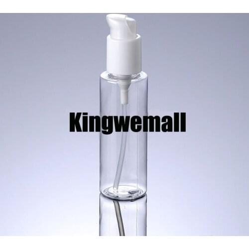 300pcs/lot 120ml Plastic Lotion Container Transparent Bottle with White Press Pump For Cosmetic Packaging FTH30