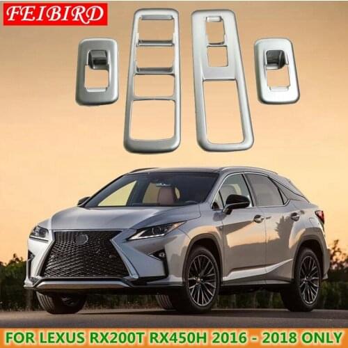 Accessories For Lexus RX200T RX450H 2016 2017 2018 ABS Inner Door Armrest Window Lift Button Molding Cover Kit Trim MATTE SILVER