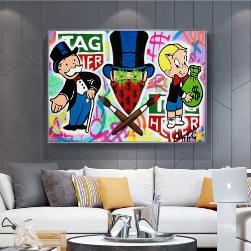 Alec Monopoly Rich Money Graffiti Art Paintings on the Wall Art Posters and Prints Modern Street Art Canvas Pictures Home Decor