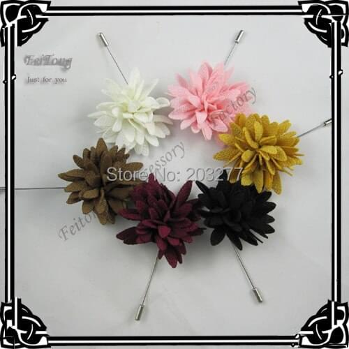 Free shipping!12pcs/lot 5CM New fashion fabric flowers stick pins brooch pins lapel pins can order mixed color