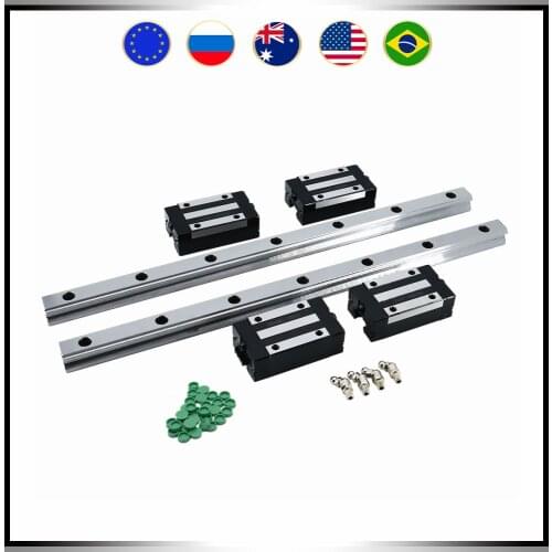CNC guides 2 PCS HGR20 500mm linear guide rail + 4 pcs HGH20CA / HGW20CC sliders block bearings for CNC Router