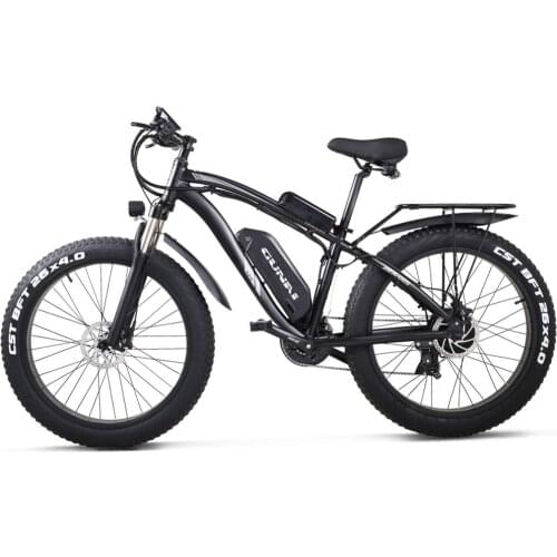 GUNAI Electric Off-Road Bike Fat Bicycle 26*4.0 Inch Tire EBike 1000W 48V Electric Mountain Bike with Rear Seat LCD Display