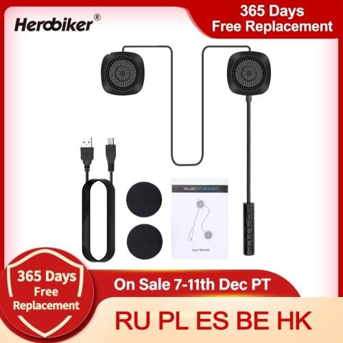 HEROBIKER Motorcycle Helmet Headset Wireless Bluetooth Headphone Speaker Handsfree Music Automatic Call Answer Hands-Free MH-04