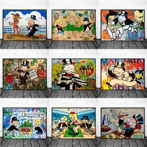 Graffiti Art Alec Monopolies Canvas Art Paintings Poster and Print Wall Art Picture for Living Room Cuadros Home Decoration